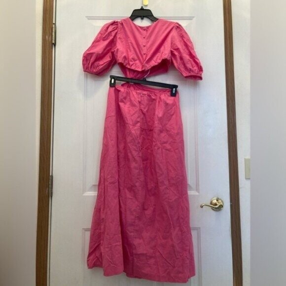 New All About May Linen Pink Cut Out Beach Vacation Party Y2K Summer Maxi Dress - Picture 8 of 9